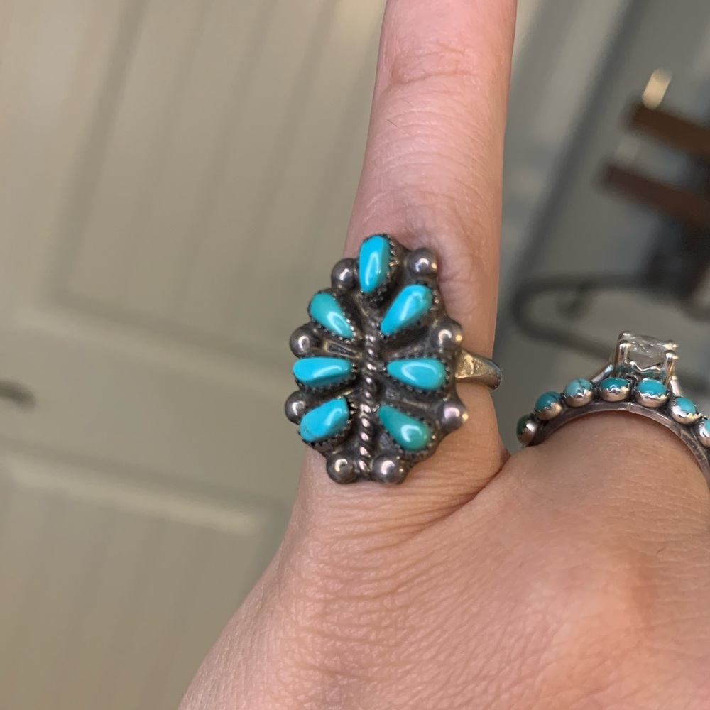 7 stone turquoise cluster ring